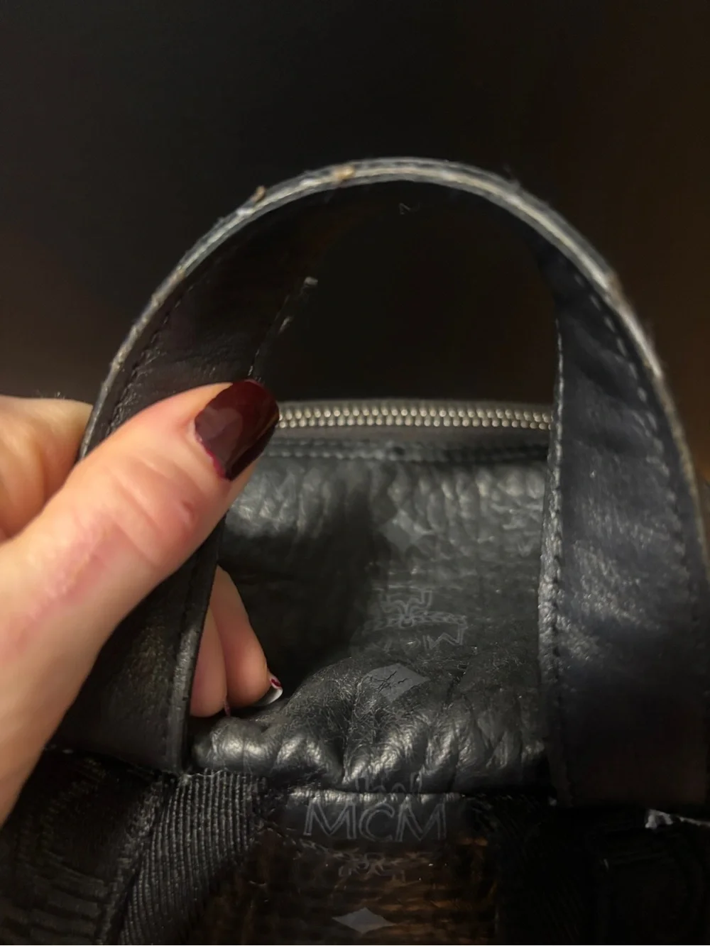 MCM Black Logo-Print Leather Backpack